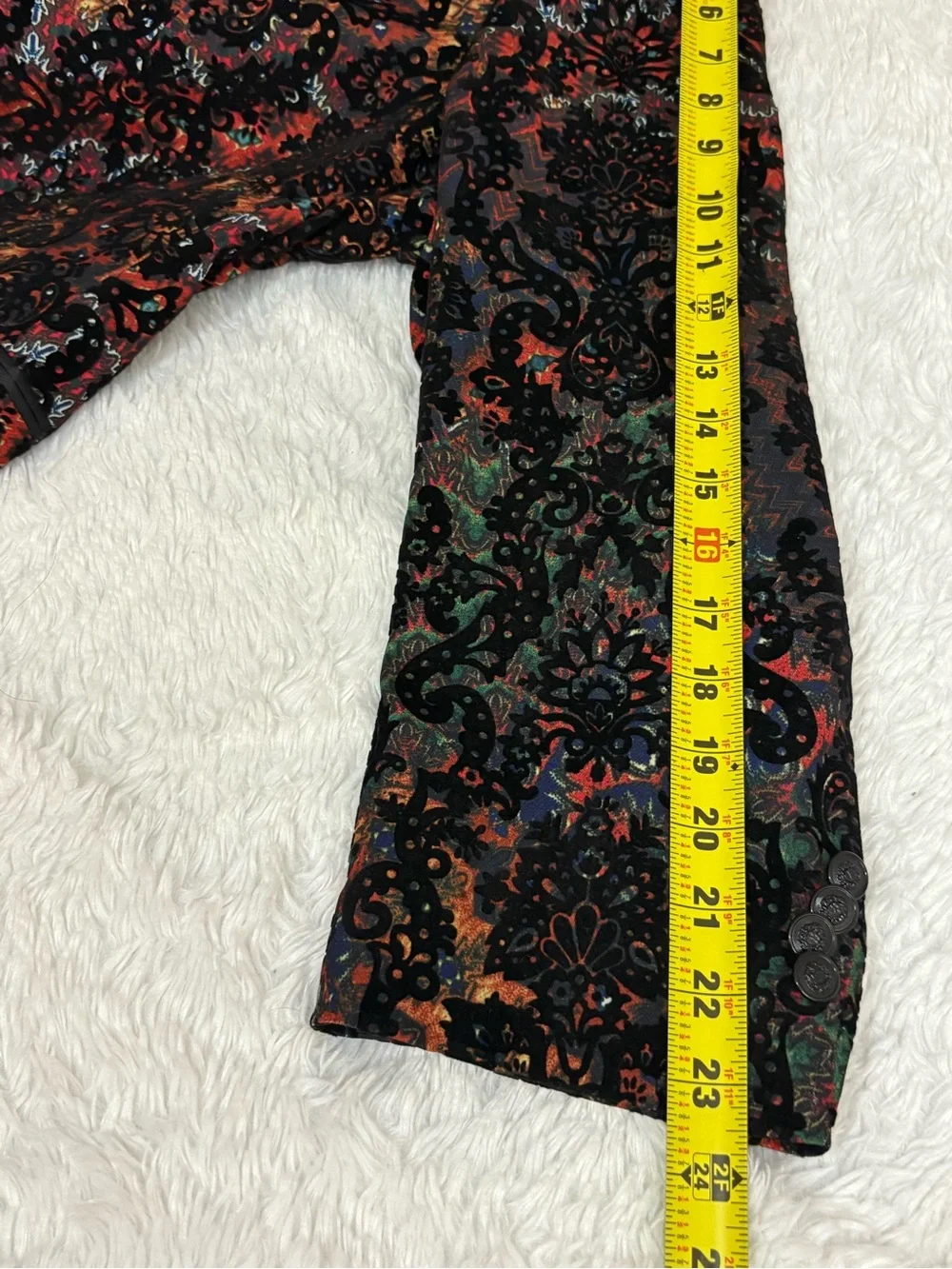 TALLIA Black Velvet Floral Print Peak lapels felt undercollar Sport Coat 50R